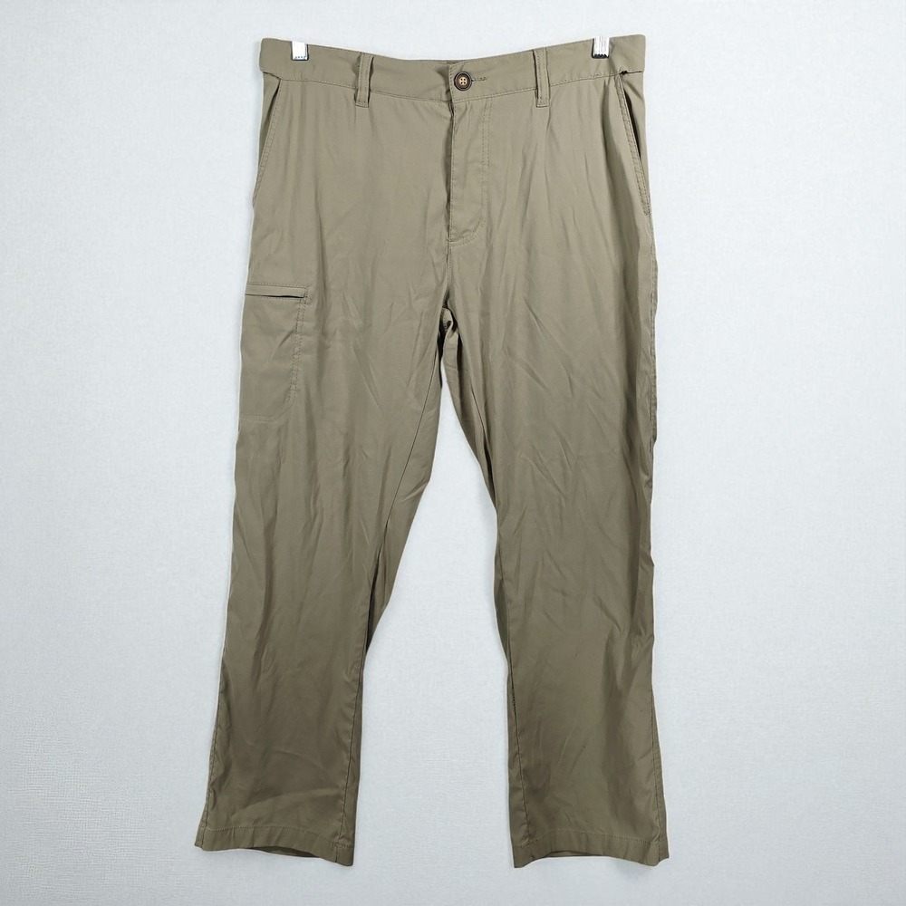 LB Tech Pants Men Classic Fit 34x30 Khaki Casual Lightweight Cargo Comfort Waist